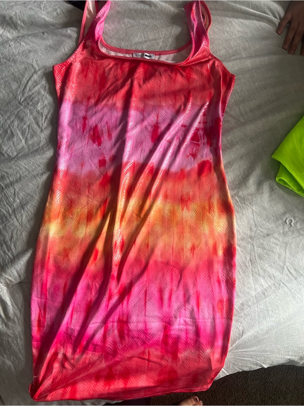 Fashion Nova Pink Red Orange Tie-Dye Tank Dress